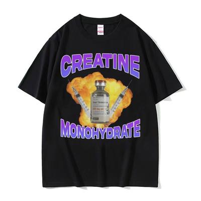I Only Take Creatine Funny Gym Meme Graphic T-shirts Men's Oversized High Quality T-shirt Male Fashion Casual T Shirt Streetwear