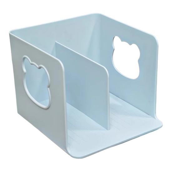 Bear Bookend Organizer with Multi-Tier Shelves Cute Desktop Bookshelf for Office Dorm Room Space-Saving Plastic Storage Rack for Book Files & Supplies