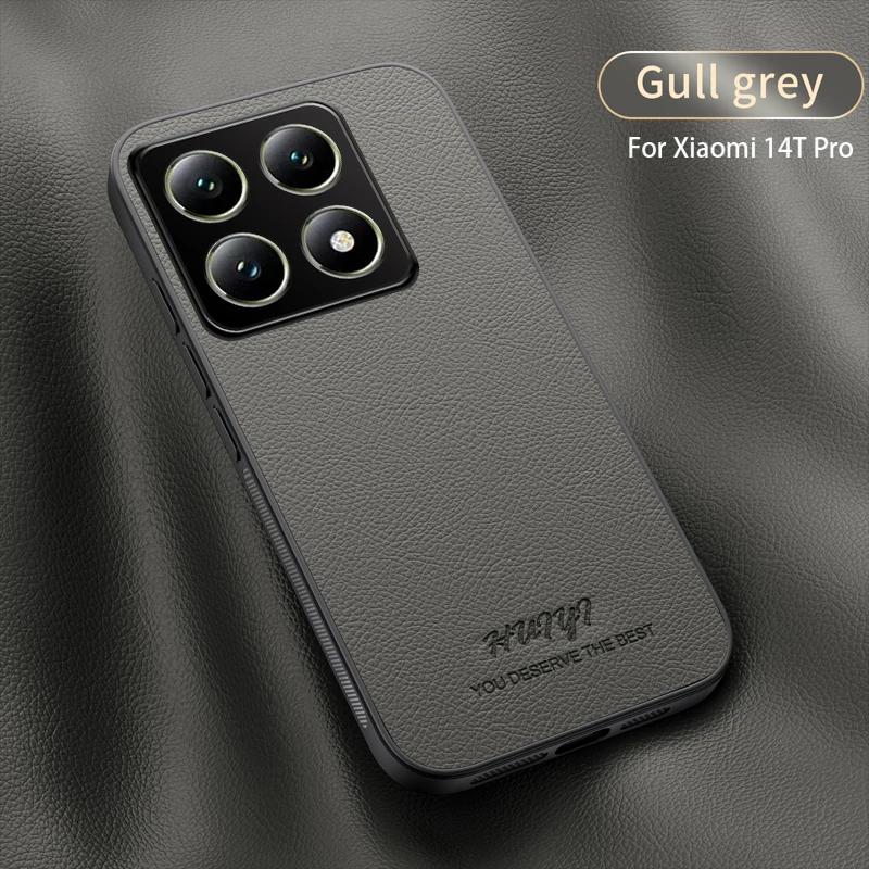 For Xiaomi 14T Luxury Business Leather Texture Soft Frame Magnetic Cover For Xiaomi 14T Pro Xiaomi14T Pro 5G Phone Cases Capa For Xiaomi 14T серый