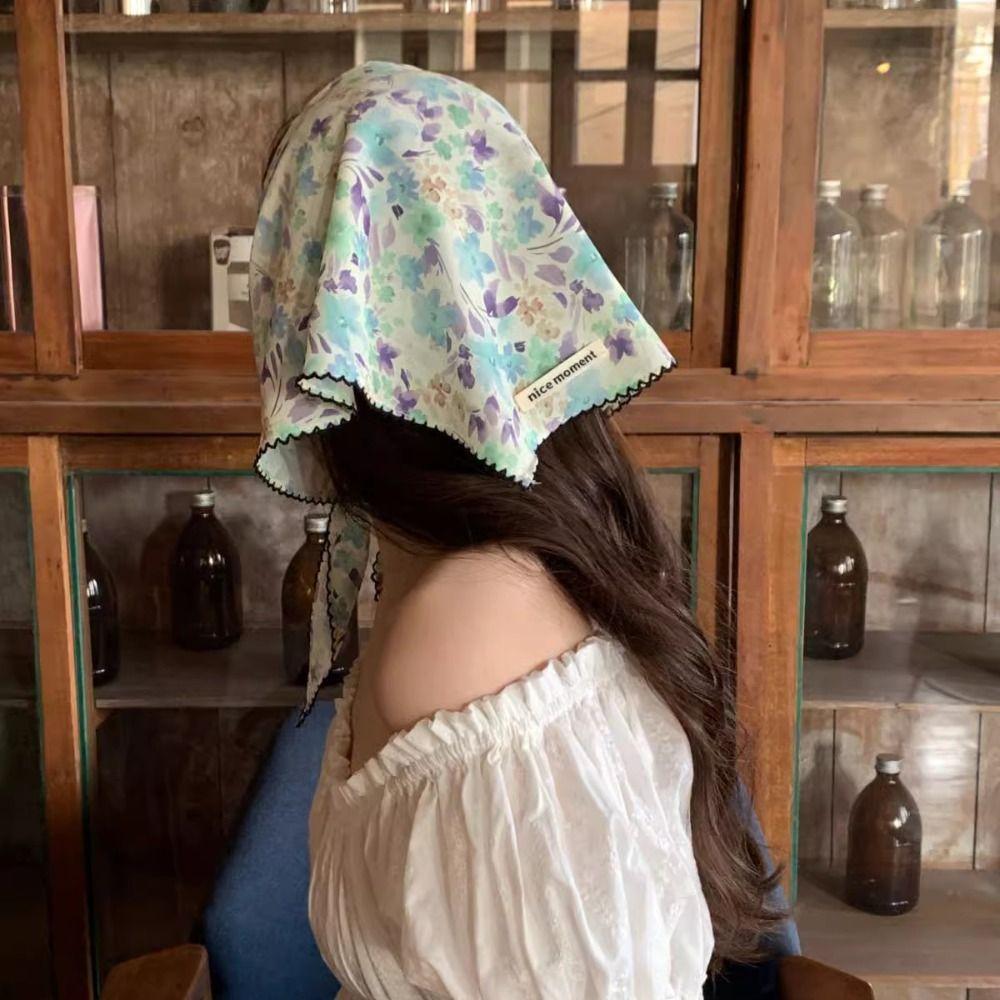 Pastoral Style Summer Triangle Headscarf Turban Triangular Hair Band  Vacation