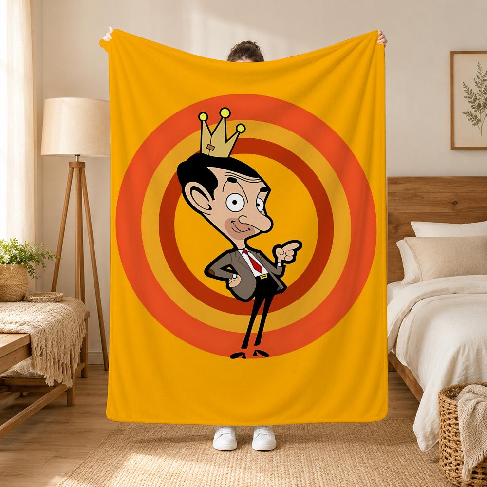 Mr Bean TV Character Throw 240g Flannel Blanket, Suitable for Sofas, Beds, Offices, Exquisite Gift Blankets