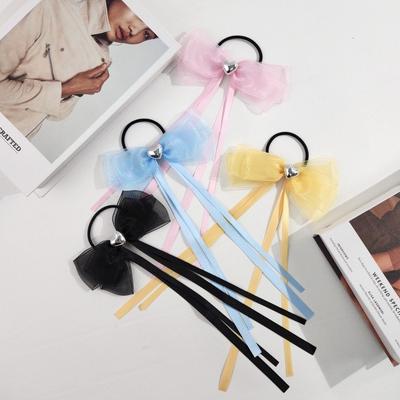 Coleta para Mujer con Triple Cinta y Lazo para el Pelo de Satén con Corazón y Cola Larga 3955