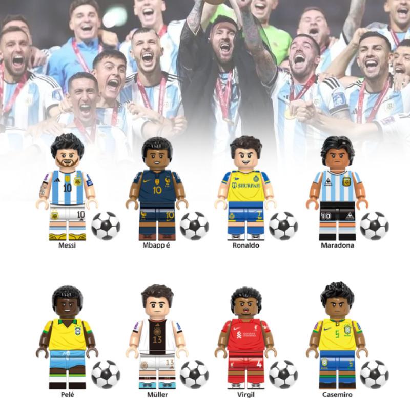 Colorful Football Star Wooden Minifigure Building Blocks Set For Kids With 50-100 Pieces