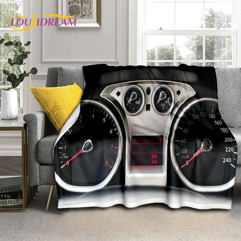 3D Car Dashboard Machine Control Screen Racing Soft Flannel Blanket for Beds Bedroom Sofa,Throw Blanket for Outdoor Leisure Nap