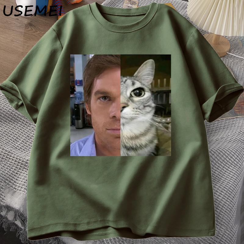 Dexter Morgan Cat T-shirts Funny Short Sleeve O Neck Tshirt Unisex Streetwear Mens Clothes Harajuku Printed T-shirt Tops