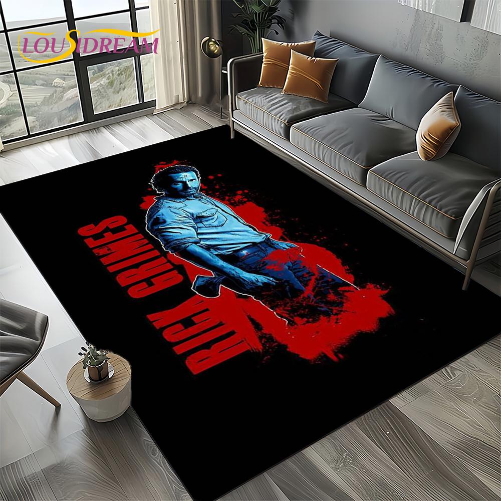 TWD Walking Dead Rick Daryl Horror TV Carpet Rug for Living Room Bedroom Home Sofa Decoration,Kids Area Rug Non-slip Floor Mat