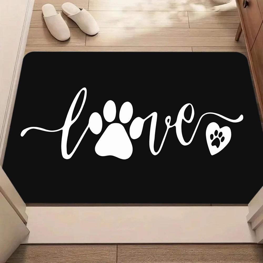 Pet Lover Paw Print Door Mat Home Sweet Home Funny Quote Love Pattern Non-Slip Entrance Mat Decorative House Floor Area Rug