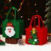 Christmas Gift Bag Santa Reindeer Design Durable Handbag Green Red Felt Texture Top Opening Ring for Kids Candy Gifts