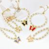 Luxury Butterfly Crystal Zircon Copper Bead Pearl Chain Bracelet Charming for Women Girls Daily Party Wrist Jewelry Wholesale