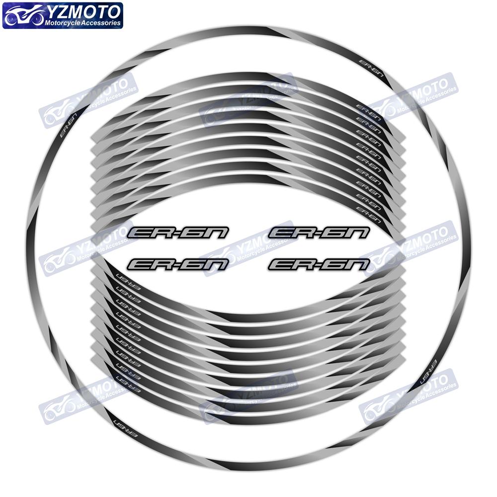 For Kawasaki ER-6N ER6N Motorcycle 17 Inch Front And Rear Wheel Hub Sticker Waterproof Reflective Decorative Rim Stickers Decal