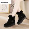 7.5CM Suede Genuine Leather Women Ankle Snow Boots Platform Wedge Fur Plush Warm Women Winter Shoes Zipper Hidden Heels Shoes