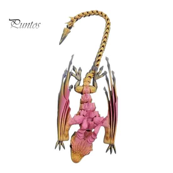 

3D-печатный крылатый дракон, шарнирный дракон с рогами и крыльями, гибкий дракон, игрушка-фиджет, настольный питомец для домашнего офиса, декор для снятия стресса B