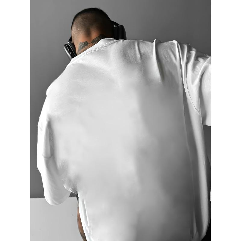 Men's Streetwear Loose Short Sleeve T-Shirt with Large Christmas Print on Front, Christmas Gift for Friends and Family