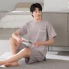 1011 New Men's Pajamas Summer Cotton Short Sleeve Shorts Large Size Thin Loose Casual Style Homewear Set
