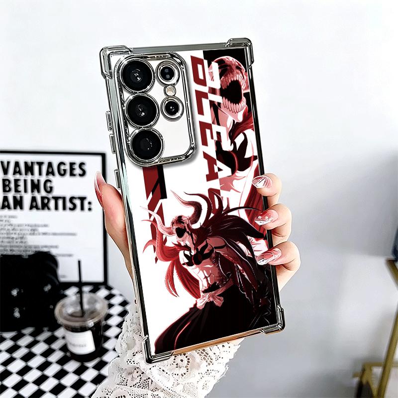 Anime Bleach Desgin Plating Phone Case For Samsung Galaxy S24 S25 FE S26 Edge S23 Ultra S22 S21 Plus S20 Anti-Fall Airabag Cover