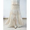 2025 New Dimanaf Holiday Skirt Women Sexy Lace Long Dress Summer Hollow Out Knitting Loose Basic Solid Style