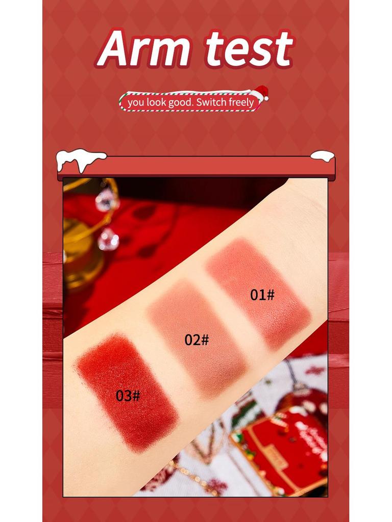 TVLV Christmas Nude Three-Piece Matte Lipstick Set: Long-Lasting, Smudge-Proof, Enhances Elegance