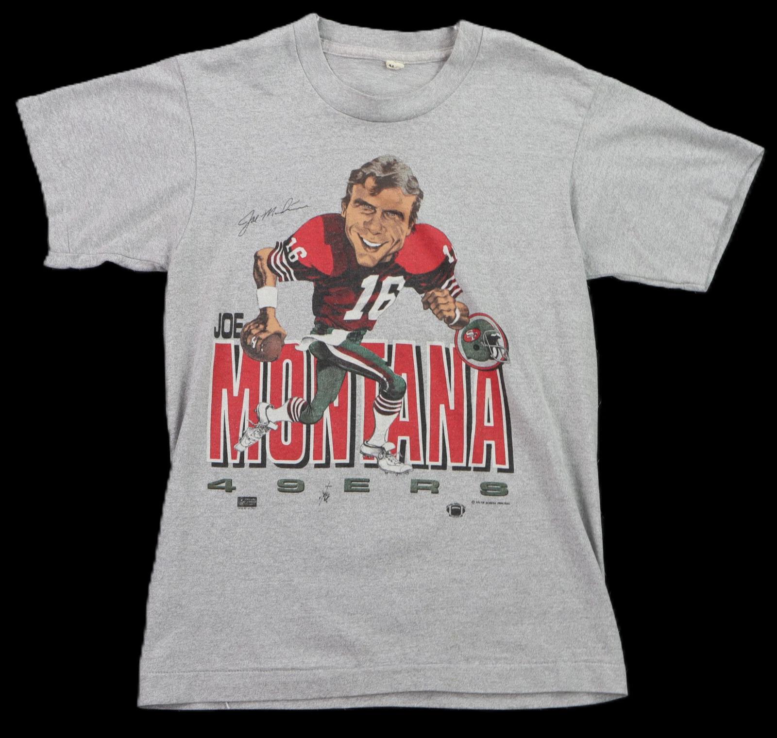 Vintage 80s S M 50/50 Joe Montana San Francisco 49ers Football Graphic T Shirt 3XL