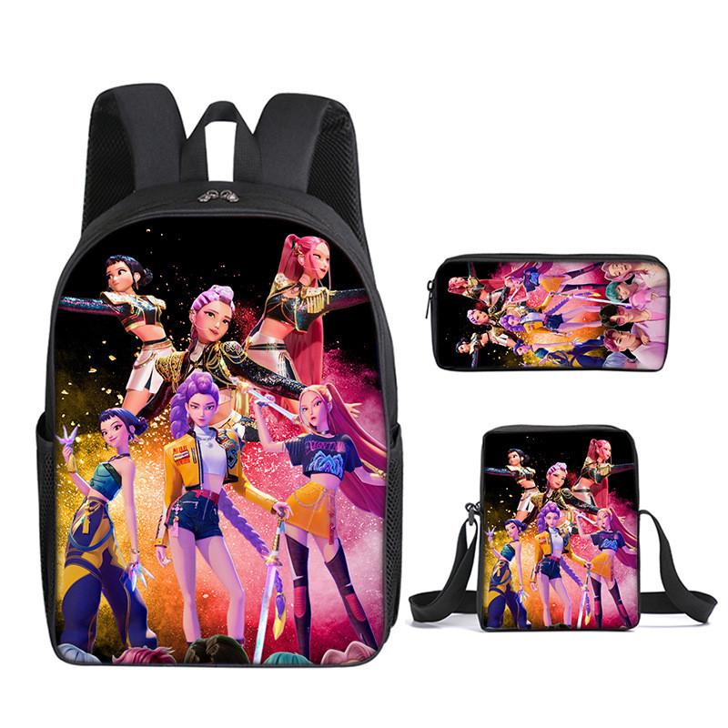 Kpop Demon Hunters School Backpack Set With Oxford Fabric And Air Cushion Straps For Students