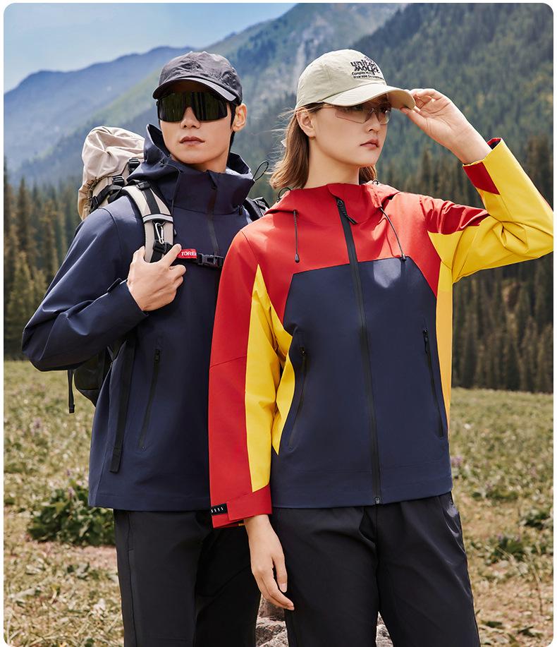 Stylish Unisex Waterproof Windproof Color Block Jacket for Hiking and Workwear