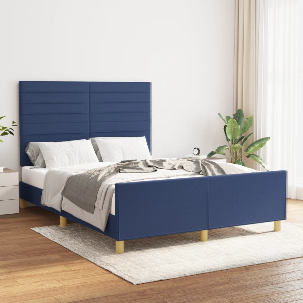 Bed Frame without Mattress Blue 140 x 200 cm Fabric