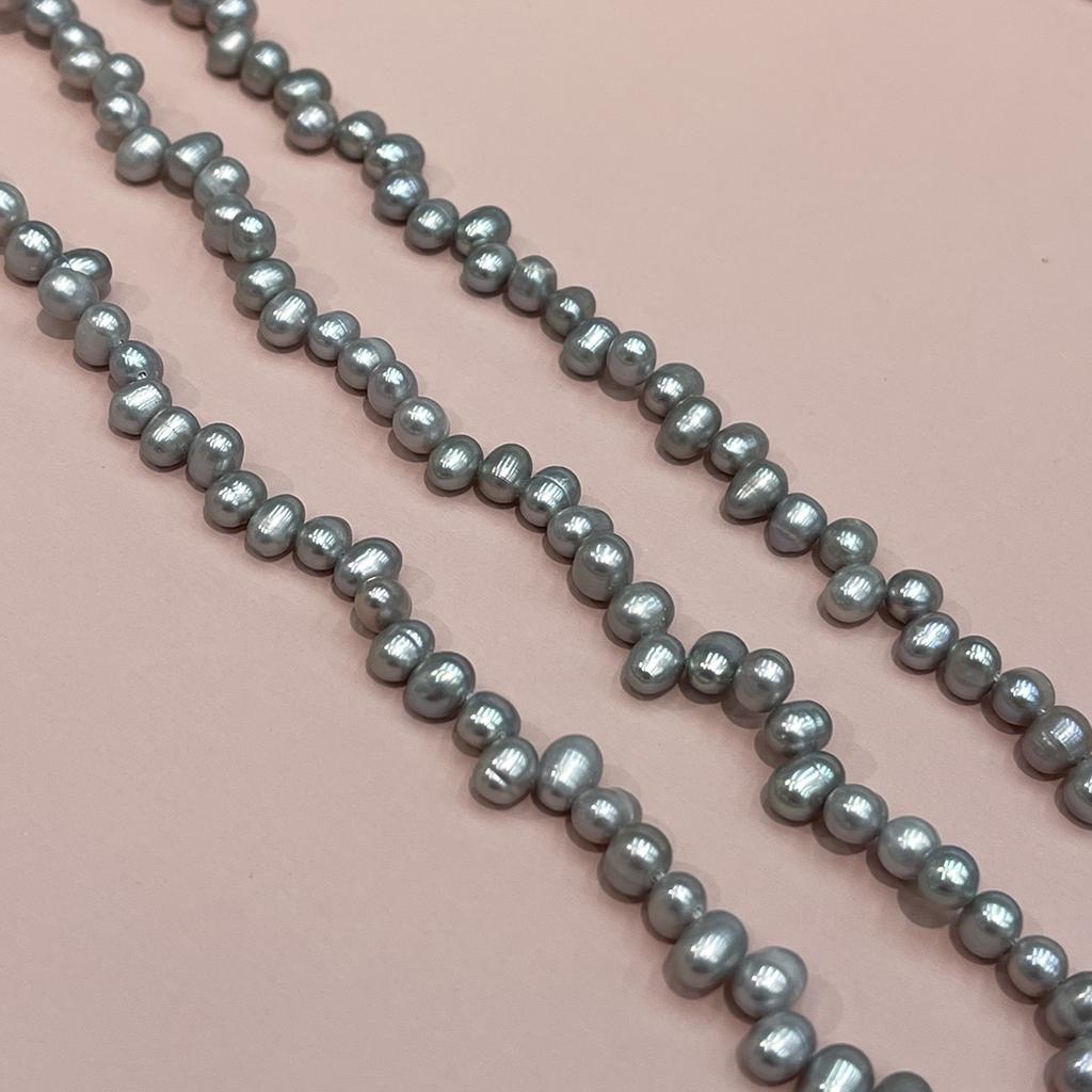 1 String Natural Freshwater Grey Top Drilled Pearl Beads 5-6mm, 36cm Strand, DIY Beads for Handmade Necklace Bracelet Jewelry Making