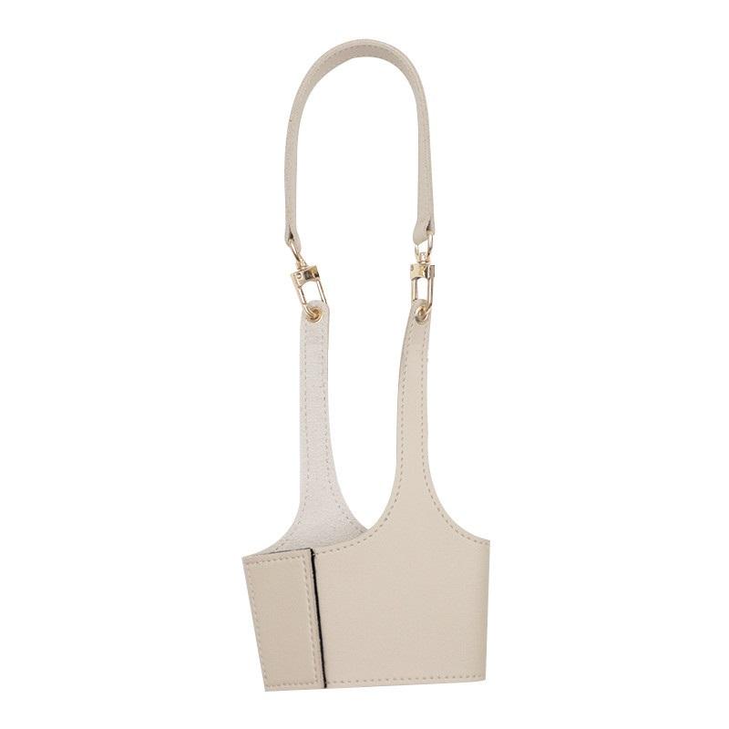 

Кожаный чехол для кофейной чашки со шнурком, портативный, защищающий от ожогов, легко носить бежевый