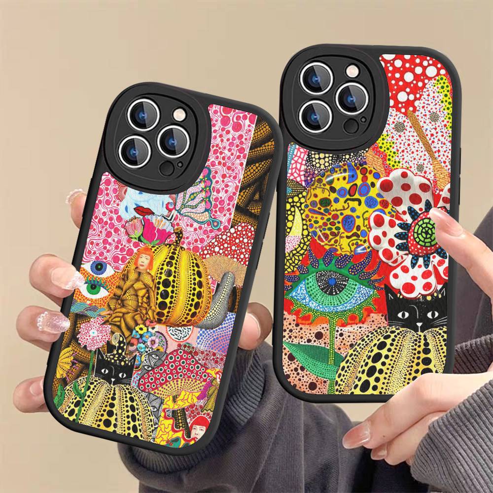 Art Y-Yayoi KusamaS Phone Case For IPhone 16 15 14 11 12 13 Pro Max Plus Back Leather Shell