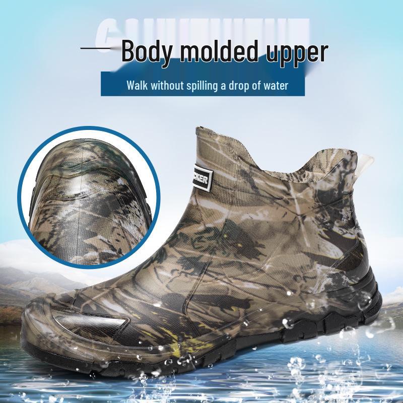 Men's Camouflage Non-slip Waterproof Rain Boots for Outdoor Wading, Hiking, and Camping