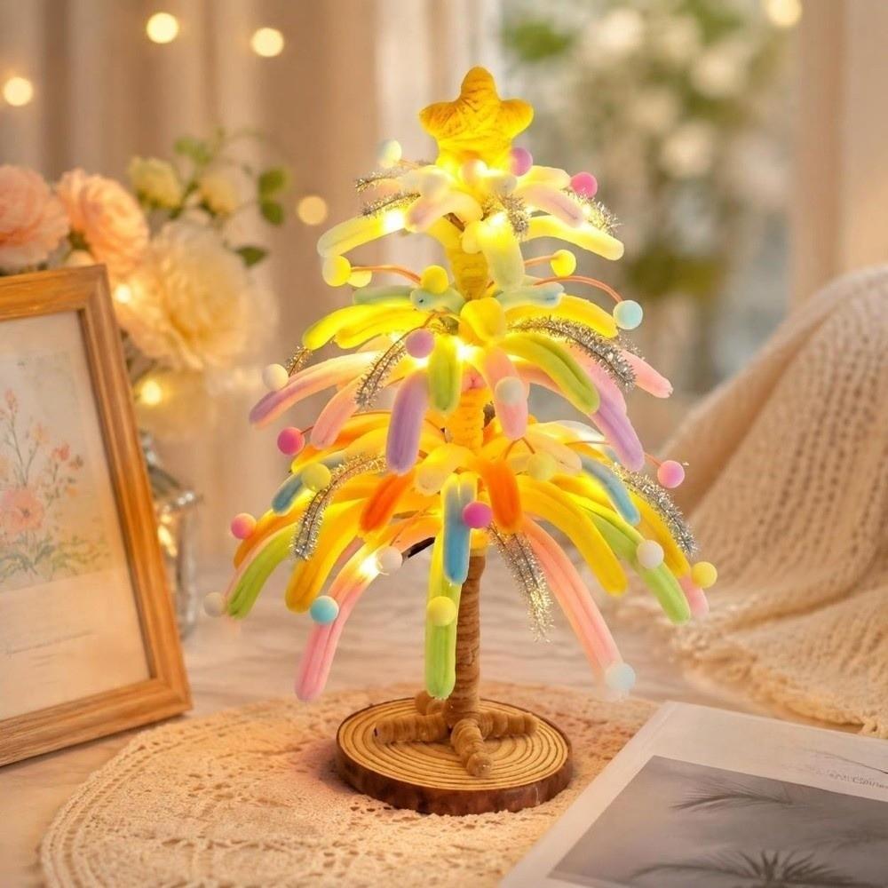 Colorful DIY Christmas Tree Making Kit Handmade Twisty Stick Weaving Set Tabletop Xmas Tree Desk