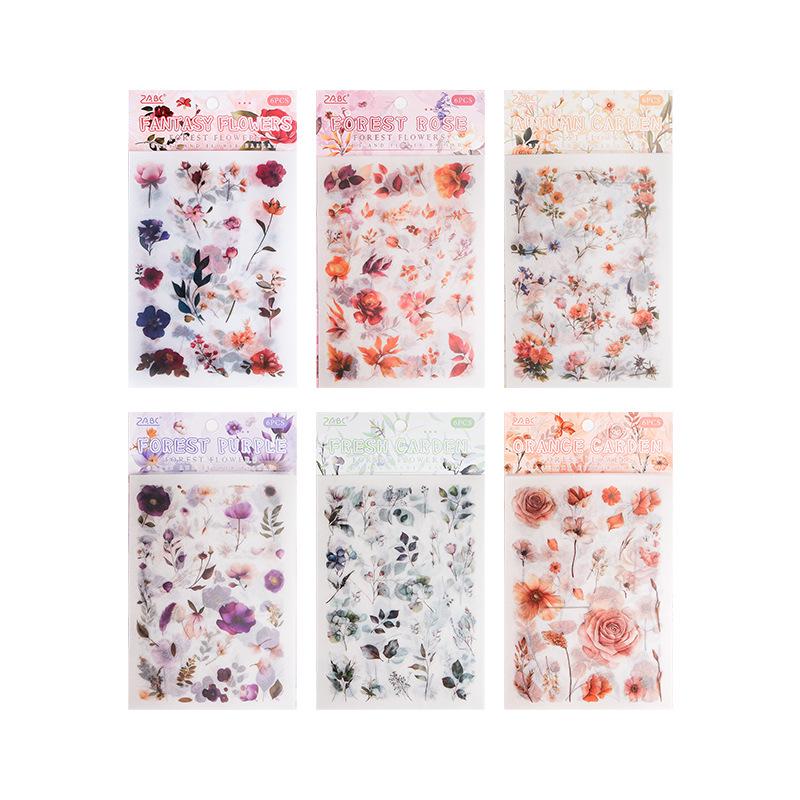 ZABC Cross-Cut Floral Theme Sticker Pack for Journals - Grass Flower Ballad Series