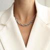 Italian Woven Chain Hip-Hop Style Necklace & Bracelet Set - Women's Handmade Titanium Steel Jewelry