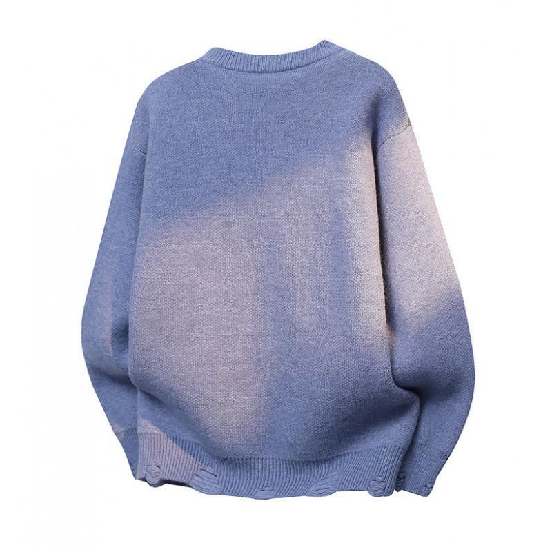 Unisex Knit Sweater Round Neck Long Sleeve Loose Fit Thick Warm Pullover Travel Streetwear