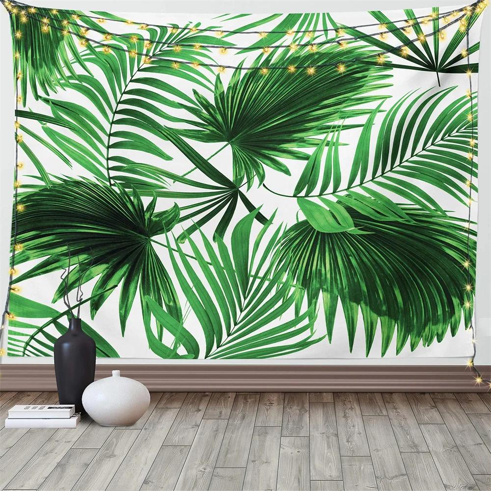 Tropical Palm Leaf Tapestry Botanical Leaves Wall Hanging Blanket for Living Room Bedroom Dorm Home Decor Nature Theme Tapestry