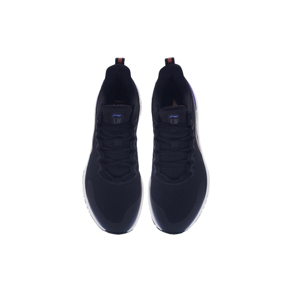 New LINING YueYing Element Running Shoes Men Low Top Black/Neon Soft Orange/Purple ARHS007-8
