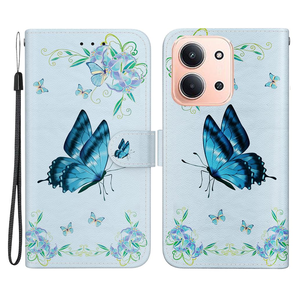 For Xiaomi Redmi 15C 5G (EU) (173mm)/15C 4G (EU) (173mm) Wallet Phone Case Pattern Printing Leather Flip Cover with Strap