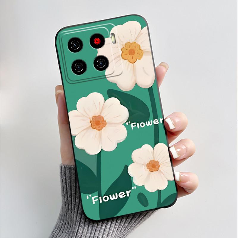 Printing Pattern Case For ZTE Blade A56 Z2473 Nubia A56 Soft Silicone Black Shell Cover For Blade A56 Pro Cute Flower Casing