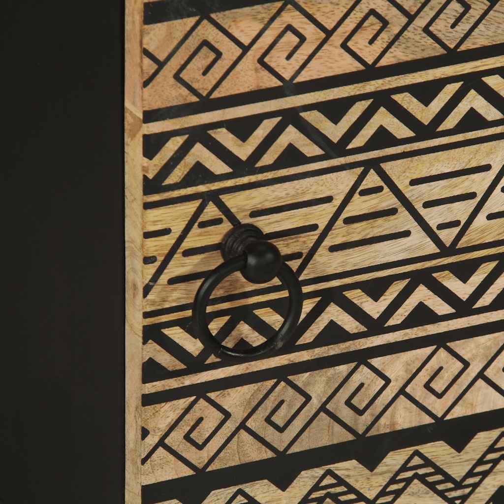 Nightstand Black 40x33.5x46 cm Rough Mango Wood
