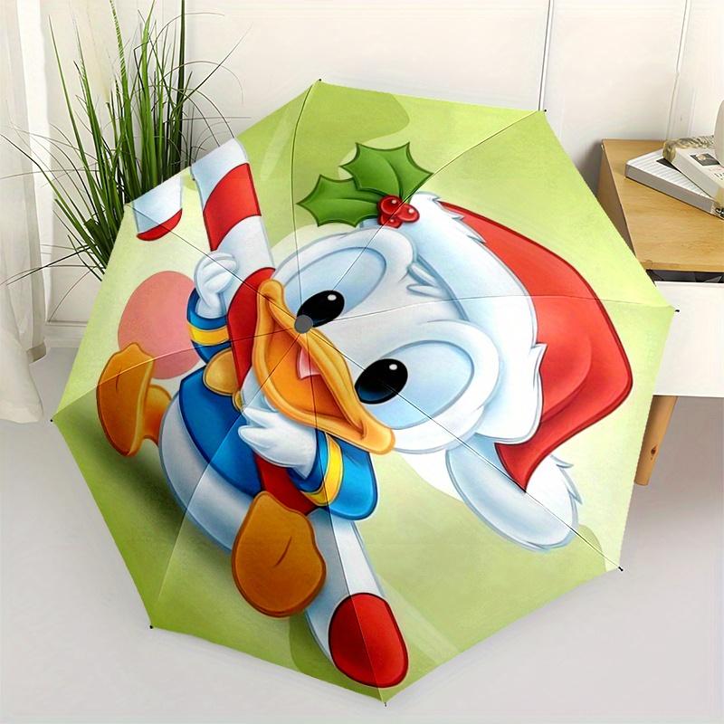 1pc Christmas Donald Duck Holiday Automatic Opening and Closing Umbrella - Lightweight 3-Fold Design, Suitable for Fans, Travel, Daily Use,