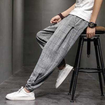 Pantaloni da Uomo in Cotone e Lino Tendenza Fibbia a Disco Pantaloni Hallen Uomo Primavera Estate Comodi Traspiranti Pantaloni Casual