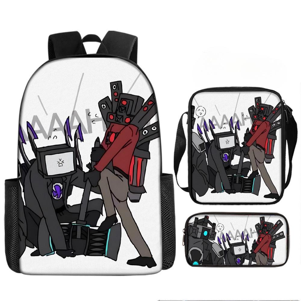 Skibidi Cartoon Toilet Printed Backpack Child Schoolbag Shoulder Bag Pencil Bag