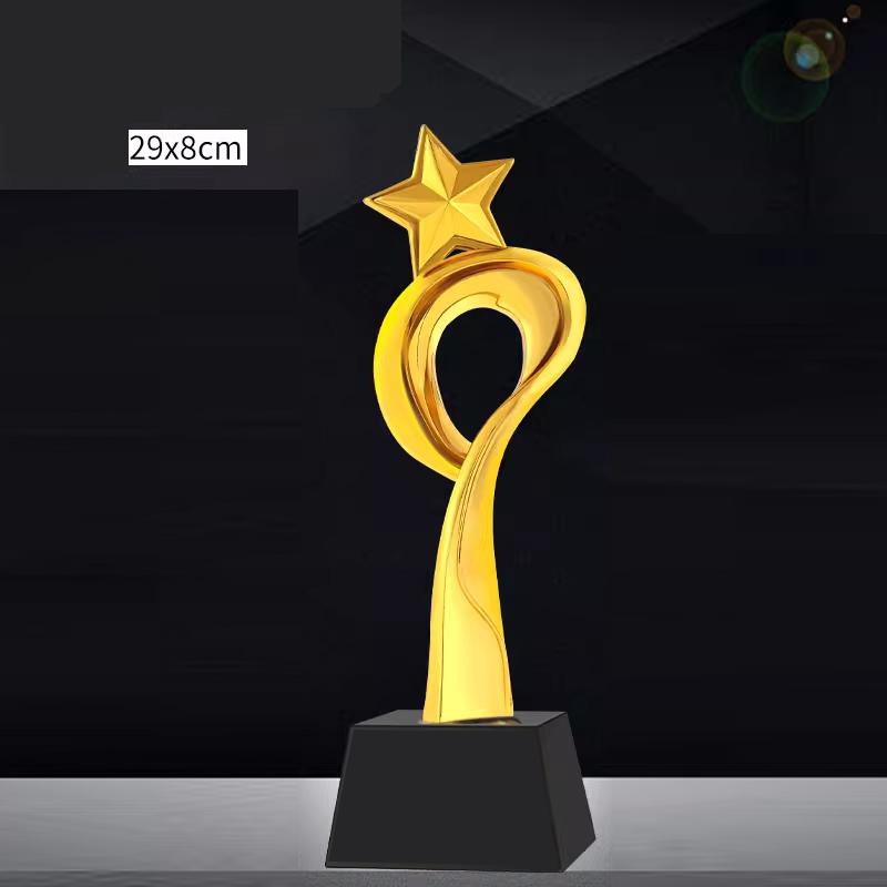 Customized Resin Trophy, Gold, Silver, Copper, Excellent Employee Sports Competition Souvenirs, Free Lettering Crystal Base, 1Pc