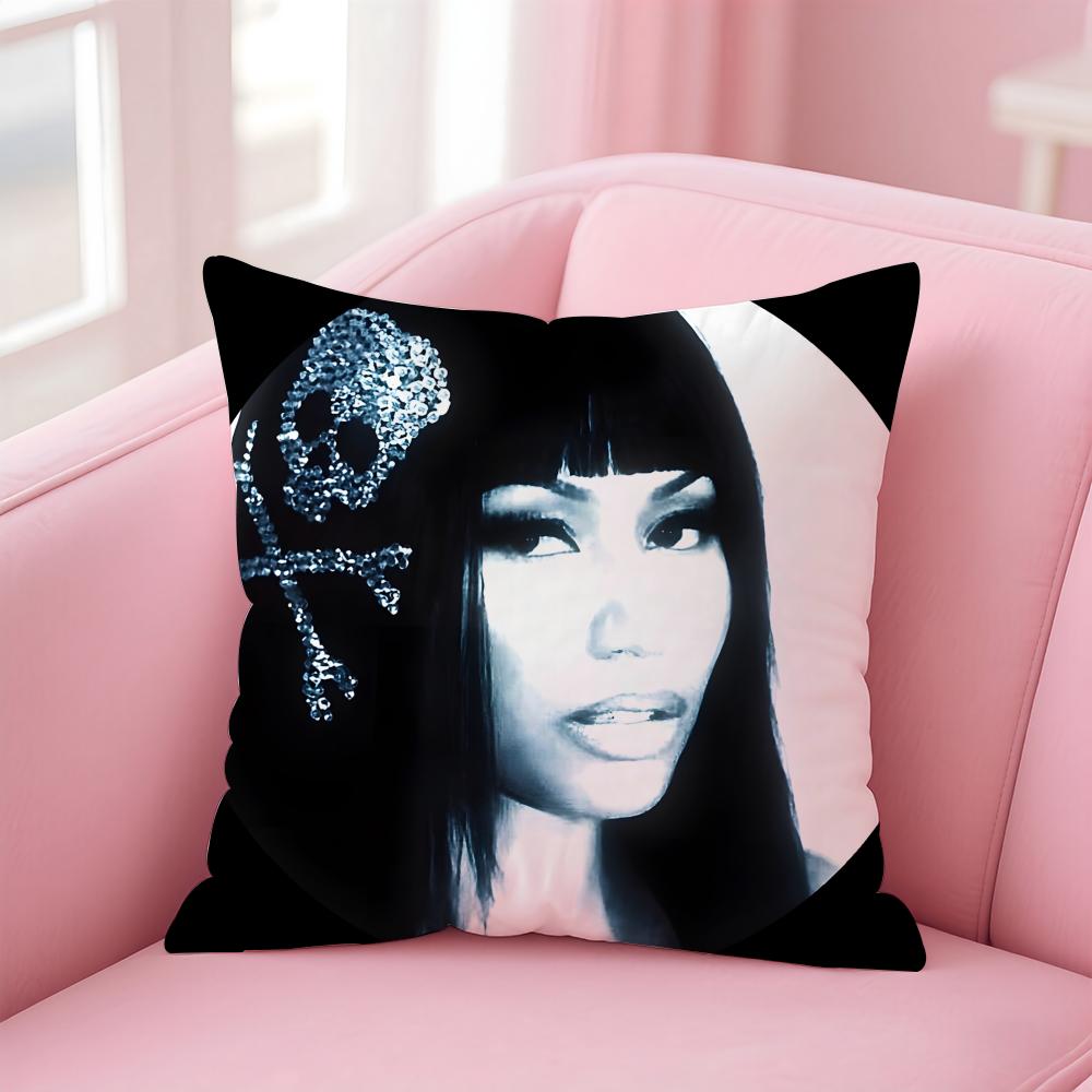 Bold Cool Rap Singer N-Nicki Minaj Cushion Cover Pillowcase Short Plush Invisible Zipper Room Sofa Cushion Cover