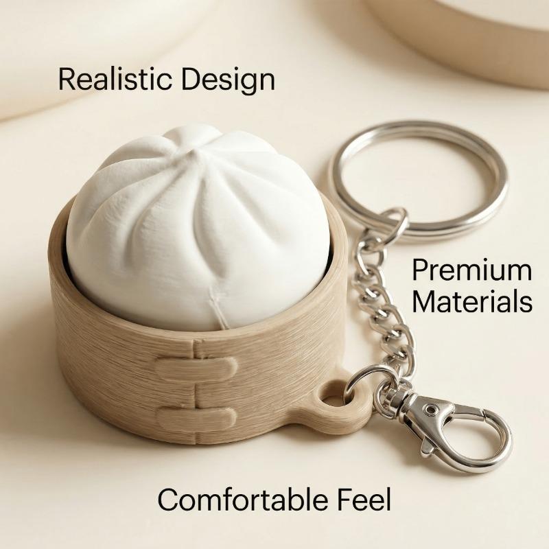 2Pack Dumpling Keyboard Fidget Keychain - Crisp Sound, Creamy, Fidget Clicker Keychain, Focus Boost Party Keyring Packs