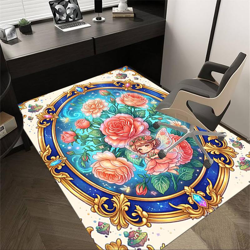 

1PC Fairy Roses Non-Slip Floor Carpet Compatible for Office&Living Room&Bedroom&Dining room - Soft & Pattern-G0382 60cm by 90cm