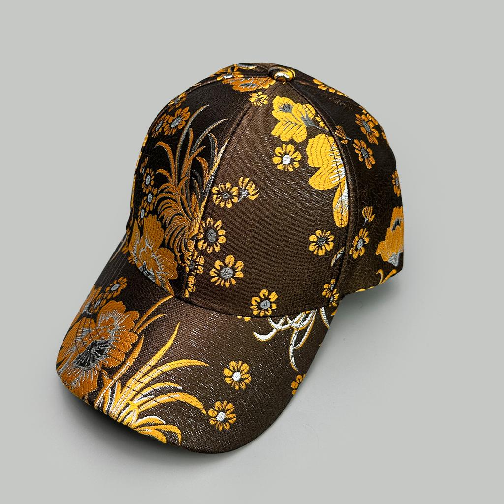 Spring and Autumn Flower Embroidery Baseball Cap Ladies Hard Top Shade Ethnic Style Elegant Peaked Cap