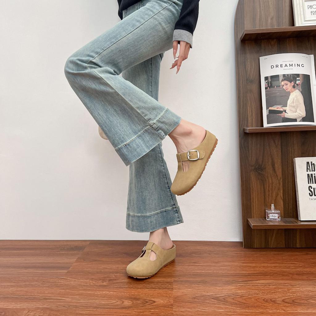 Yuanlitong Summer New Thick-soled Boken Shoes Women Wear High-end Temperament Retro Bag Head Women's Shoes Inner Height Increase