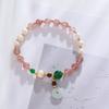 Natural Freshwater Pearl Strawberry Crystal Pendant Bracelet Bangles Women Fashion Jewelry Accessories Gift