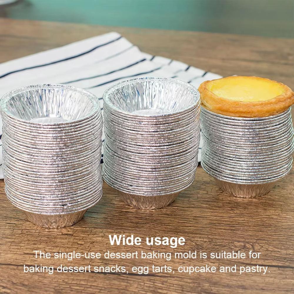 100Pcs Disposable Egg Tart Mould Round Pie Tin Cake Mold Shell Cupcake Tin Mold  Kitchen