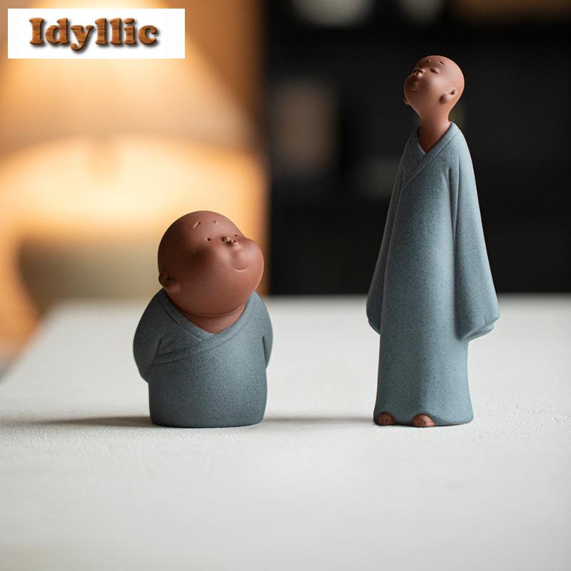 Purple Clay Little Monk Tea Pet Ze Tea Sculpture Tea Figurine Play Toys Tea Statue Ornaments Can Be Raised Supplies Collection
